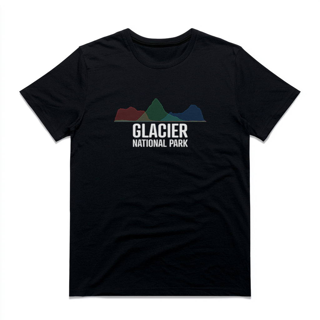 Glacier National Park T-Shirt - Histogram Design in Black
