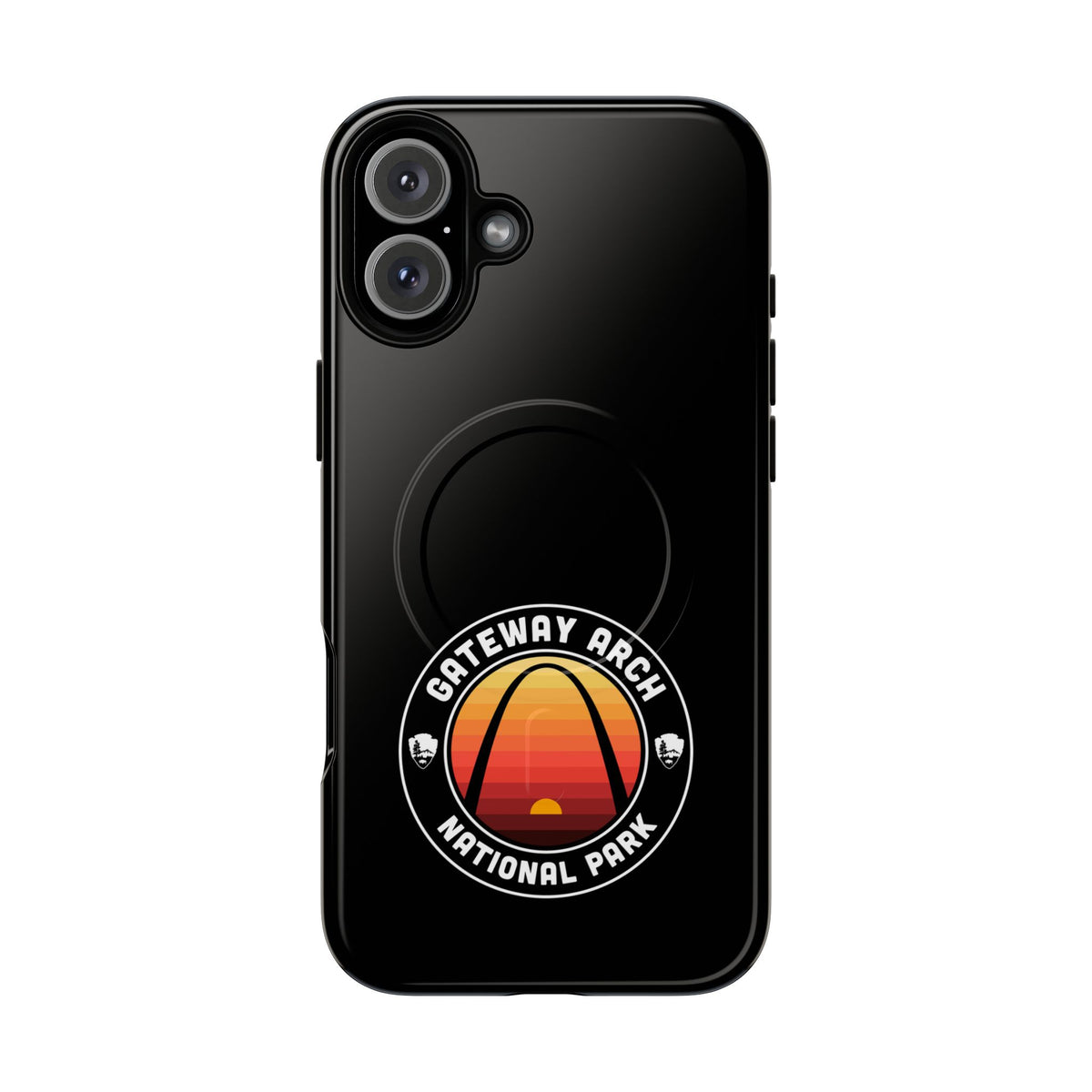 Gateway Arch National Park iPhone Case with MagSafe - Round Emblem Design