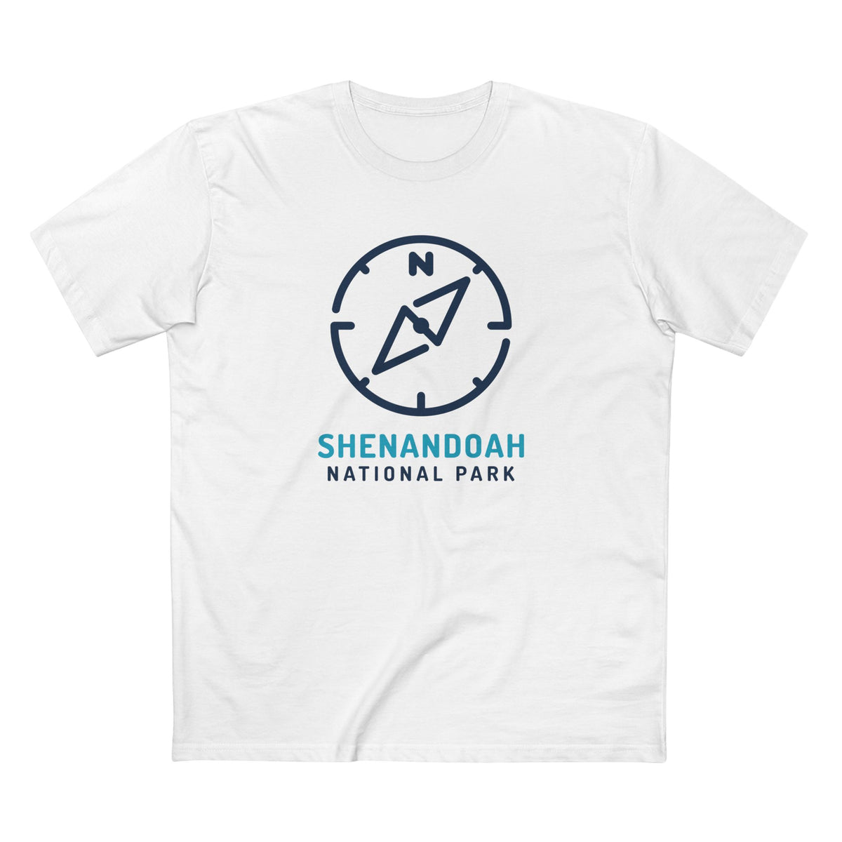 Shenandoah National Park T-Shirt Compass Design in White