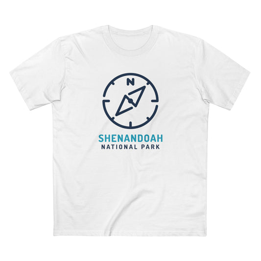 Shenandoah National Park T-Shirt Compass Design in White