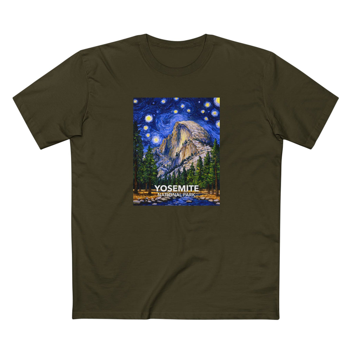 Yosemite National Park T-Shirt - The Starry Night in Army