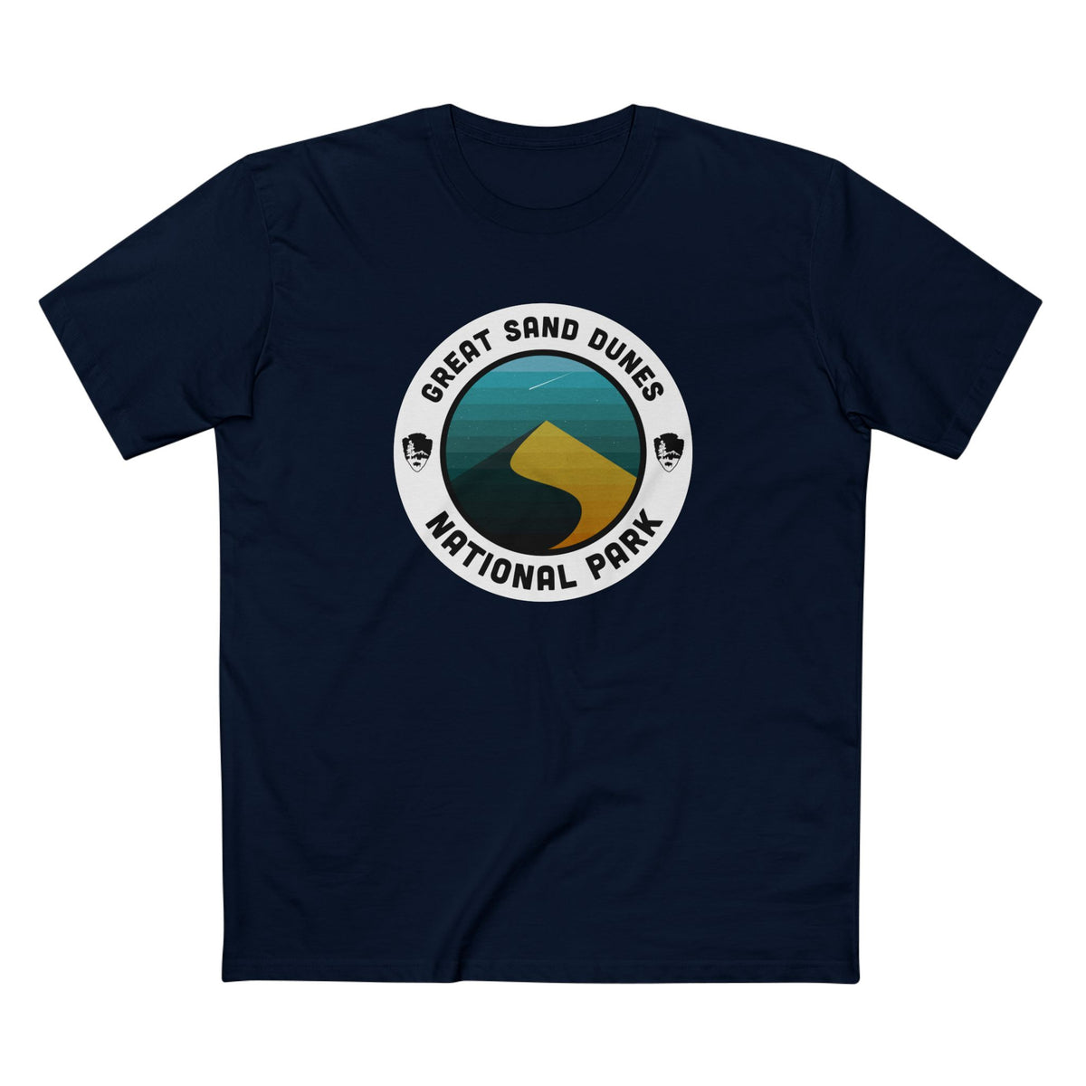 Great Sand Dunes National Park T-Shirt - Round Badge Design in Navy