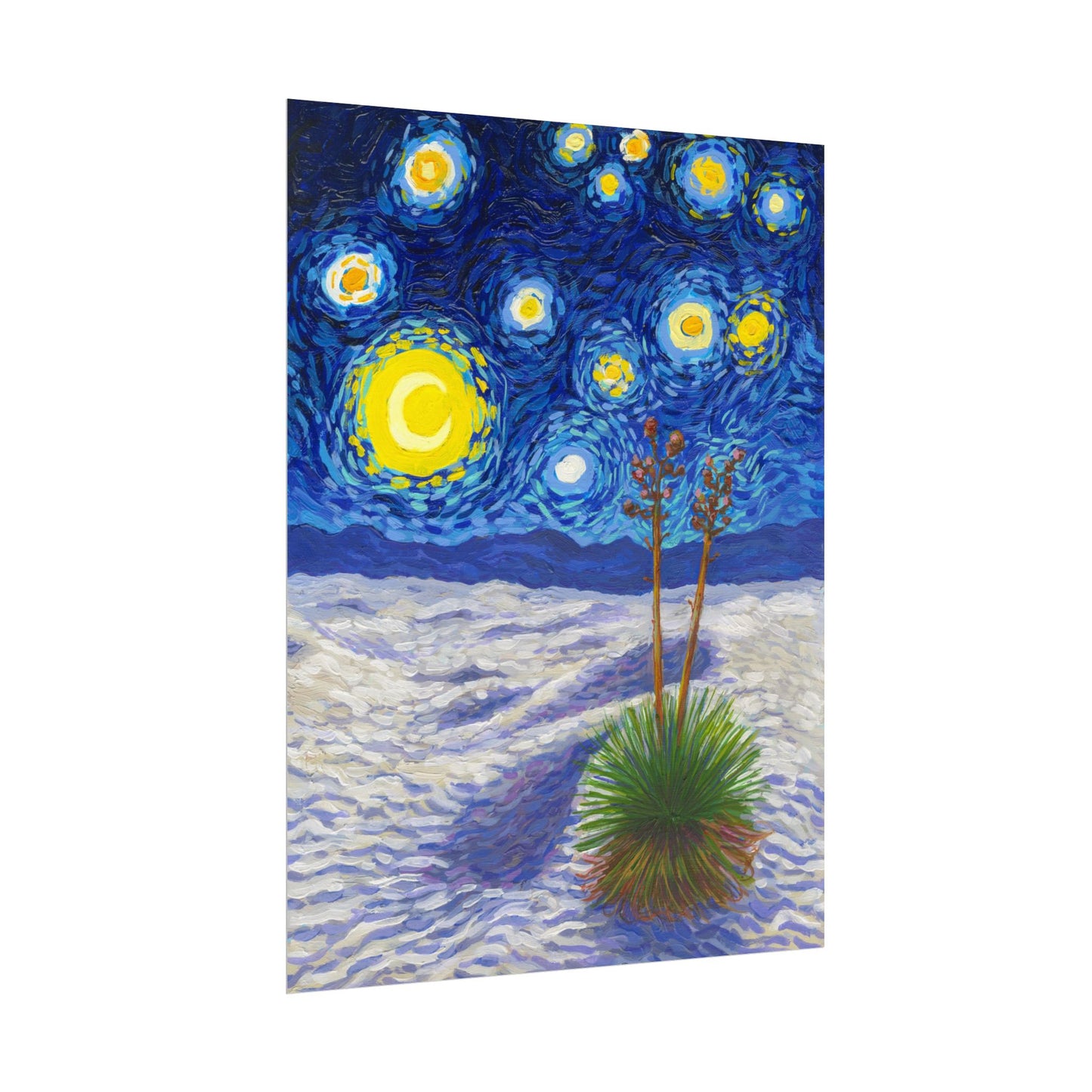 White Sands National Park Park Starry Night Poster - Premium Textured Paper