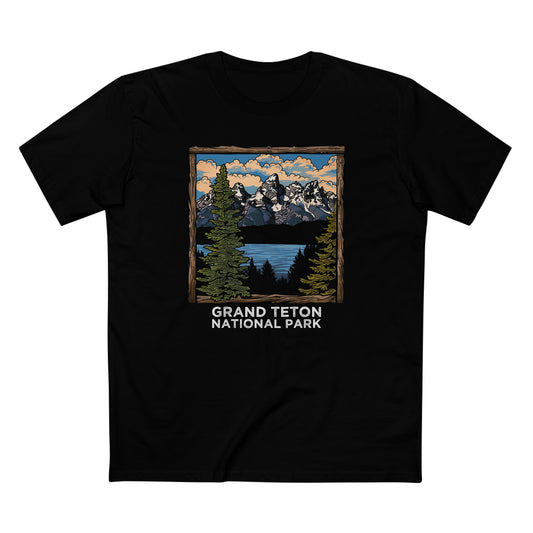 Grand Teton National Park T-Shirt - Wood Frame Design