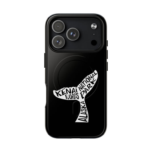 Kenai Fjords National Park iPhone case with MagSafe featuring humpback whale tail artwork.