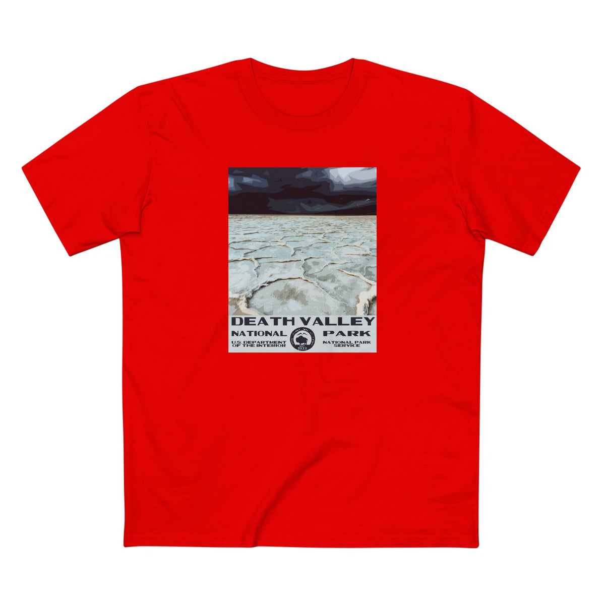 Death Valley National Park T-Shirt - Badwater Basin WPA in Red