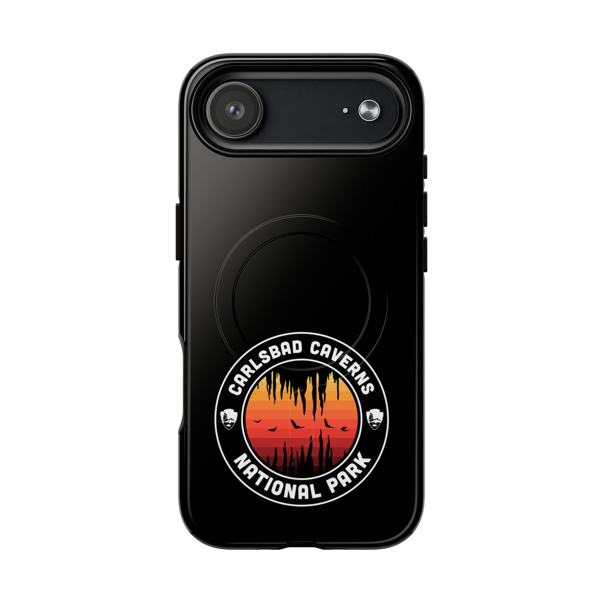 Carlsbad Caverns National Park iPhone Case with MagSafe - Orange Round Emblem Design