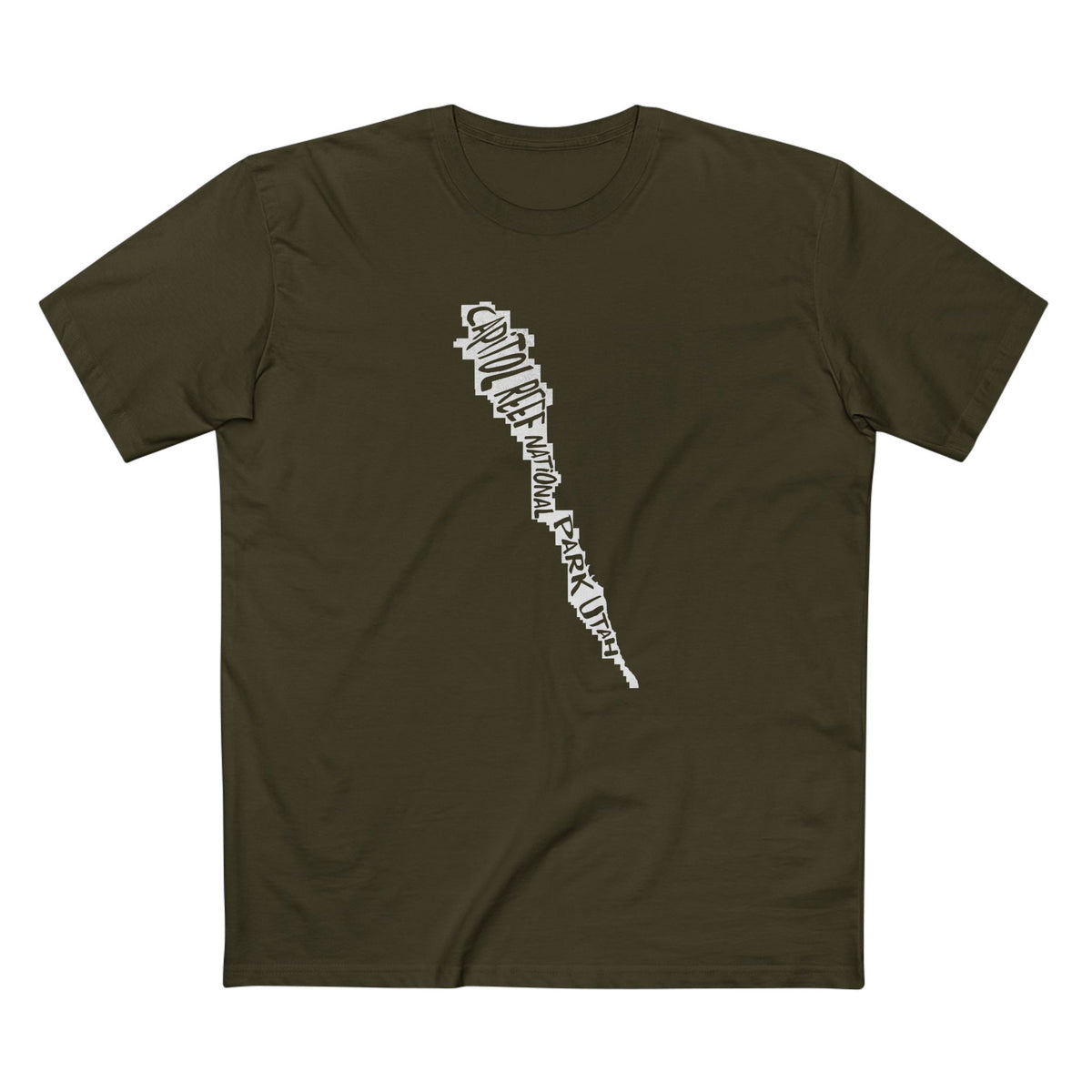Capitol Reef National Park T-Shirt - Map in Army