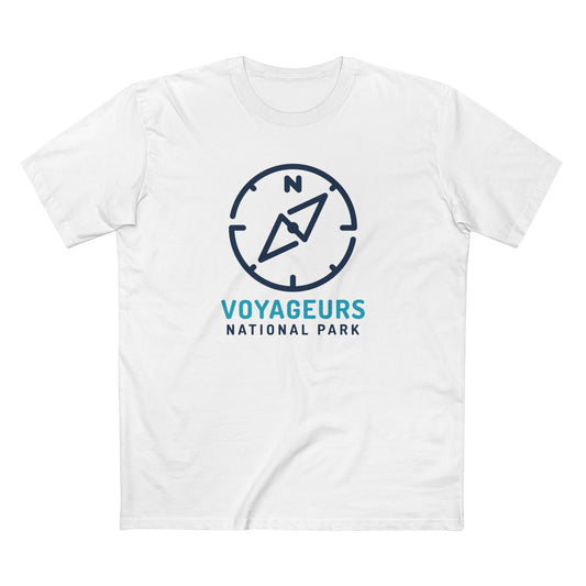 Voyageurs National Park T-Shirt Compass Design in White