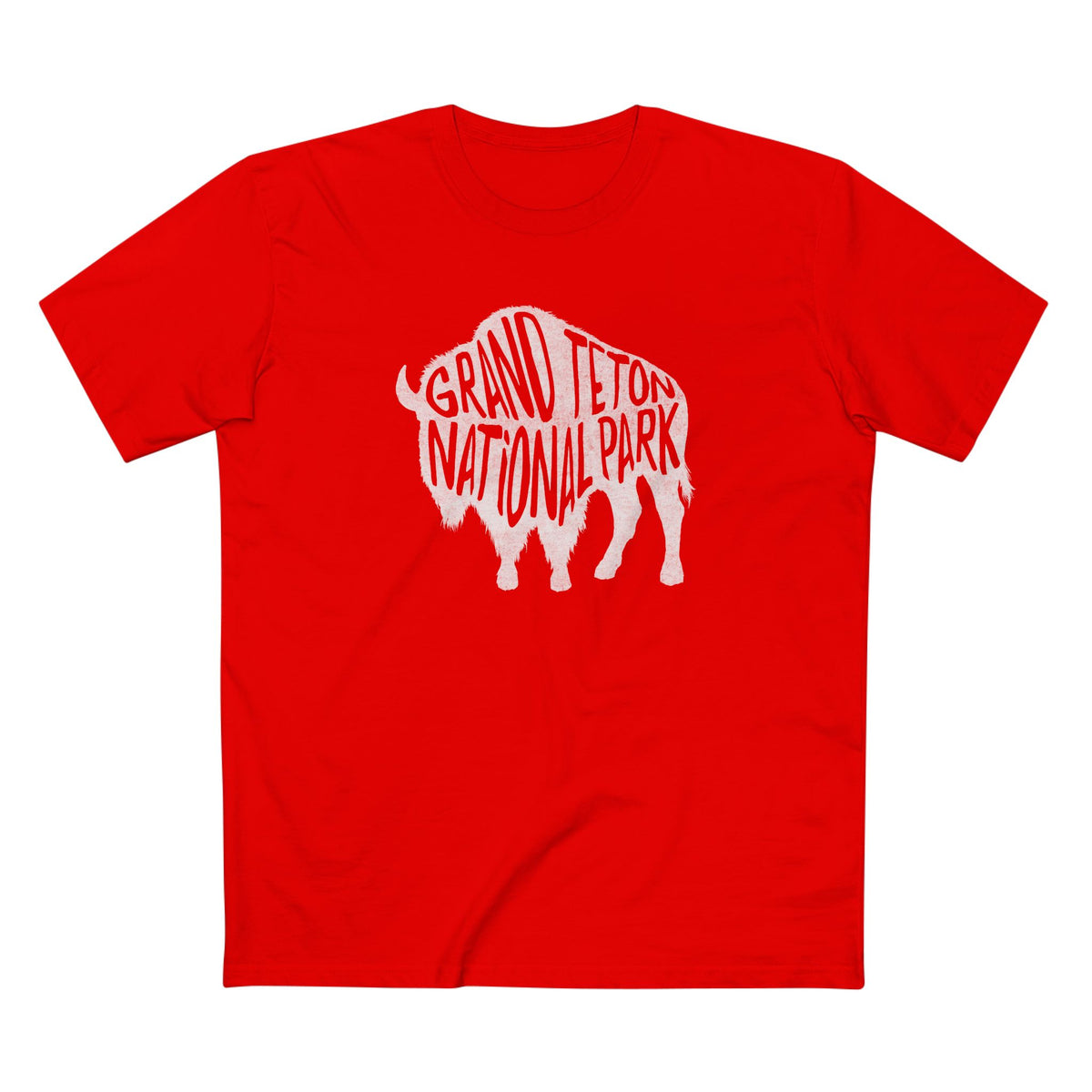 Grand Teton National Park T-Shirt - Bison in Red