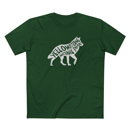 Yellowstone National Park T-Shirt - Gray Wolf in Forest Green