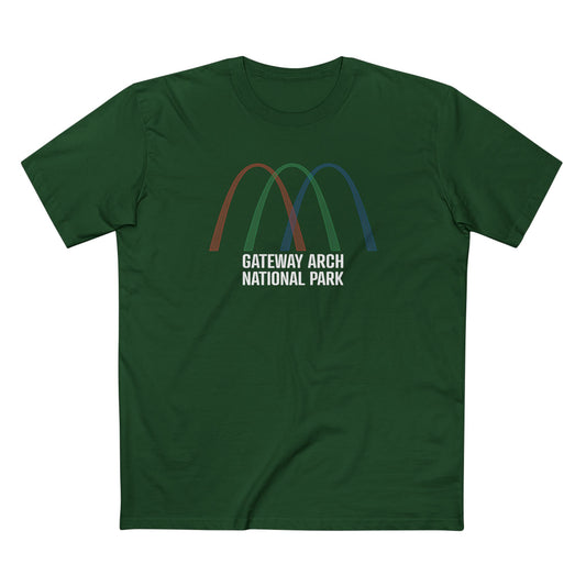 Gateway Arch National Park T-Shirt - Histogram Design in Forest Green