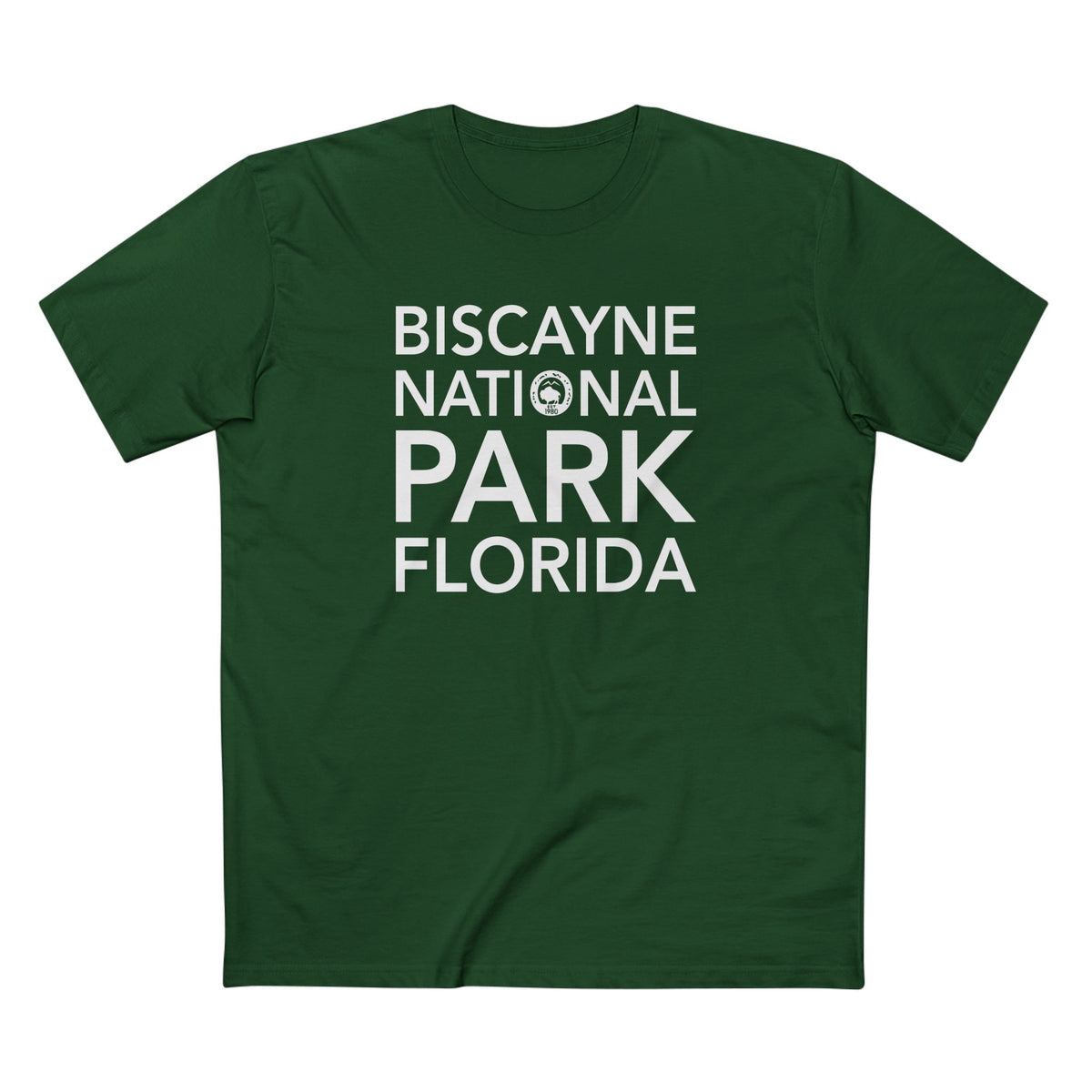 Biscayne National Park T-Shirt Block Text in Forest Green