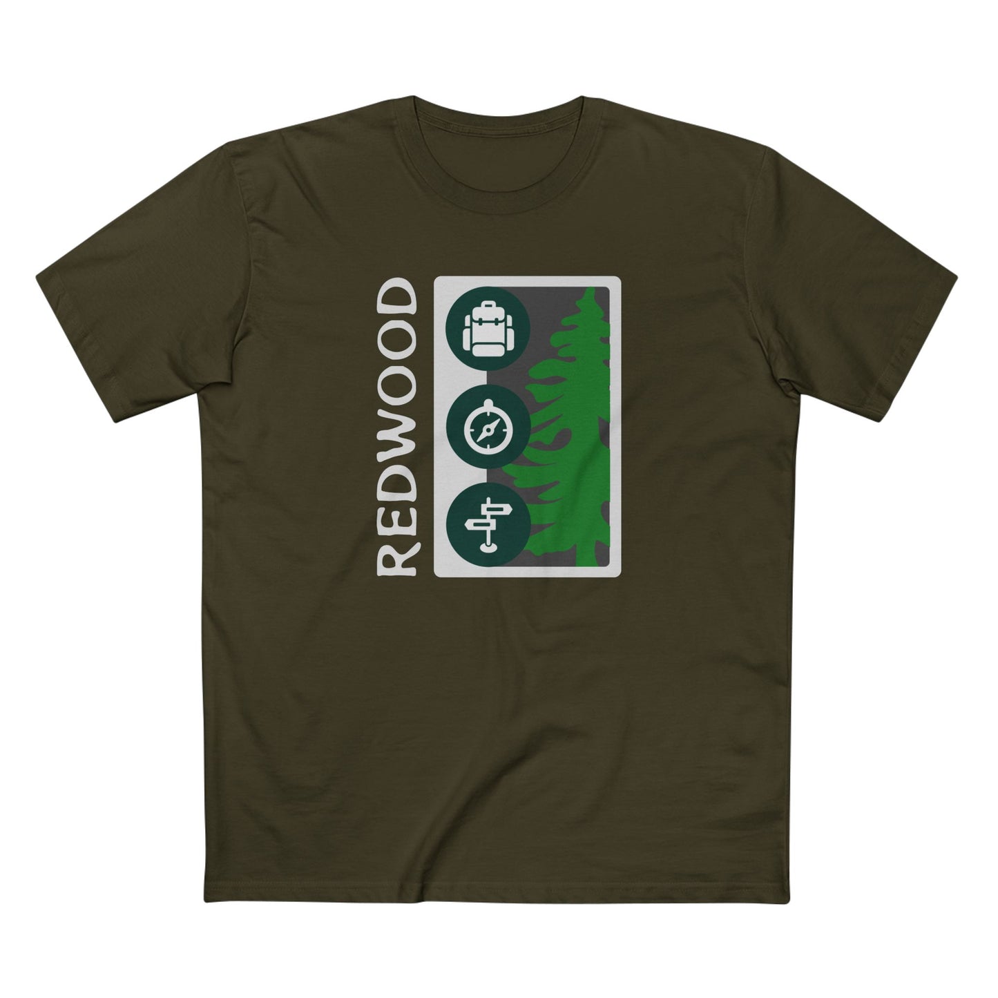 Redwood National Park T-Shirt Tree Graphic in Army