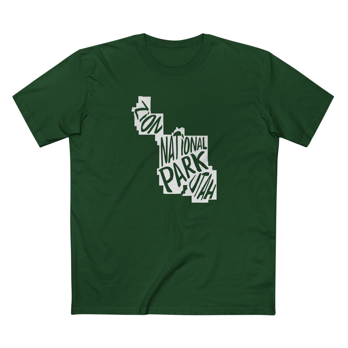 Zion National Park T-Shirt - Map in Forest Green