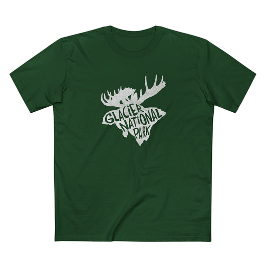 Glacier National Park T-Shirt - Moose in Forest Green