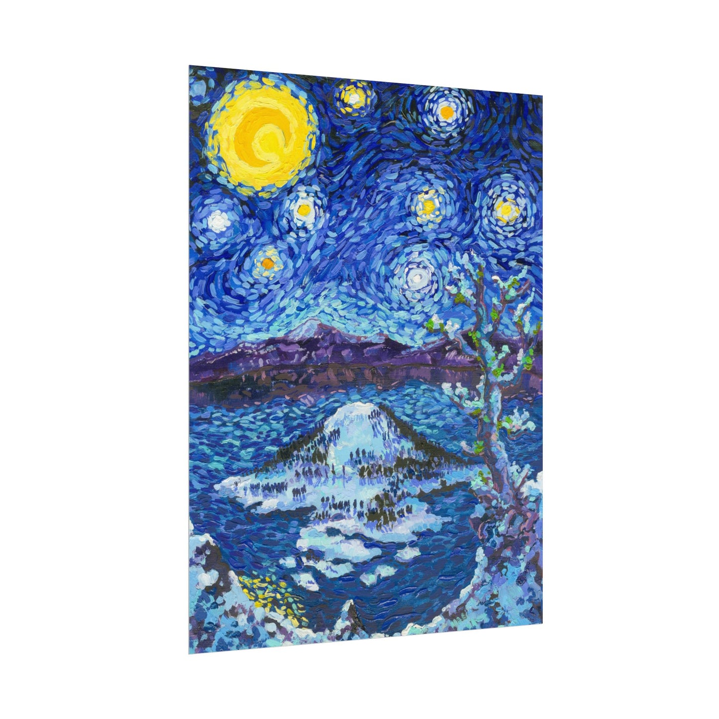 Crater Lake National Park Starry Night Poster - Premium Textured Paper