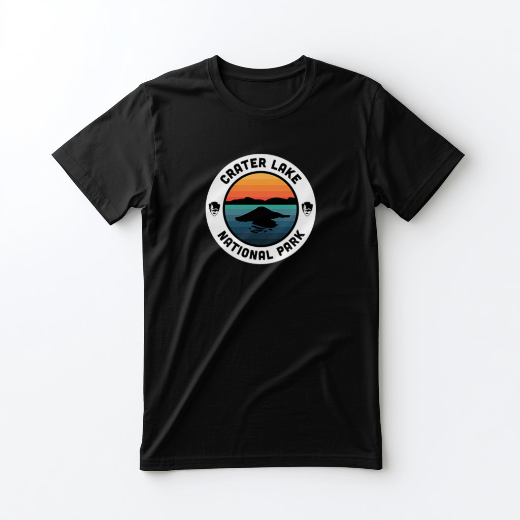 Crater Lake National Park T-Shirt - Round Badge Design in Black