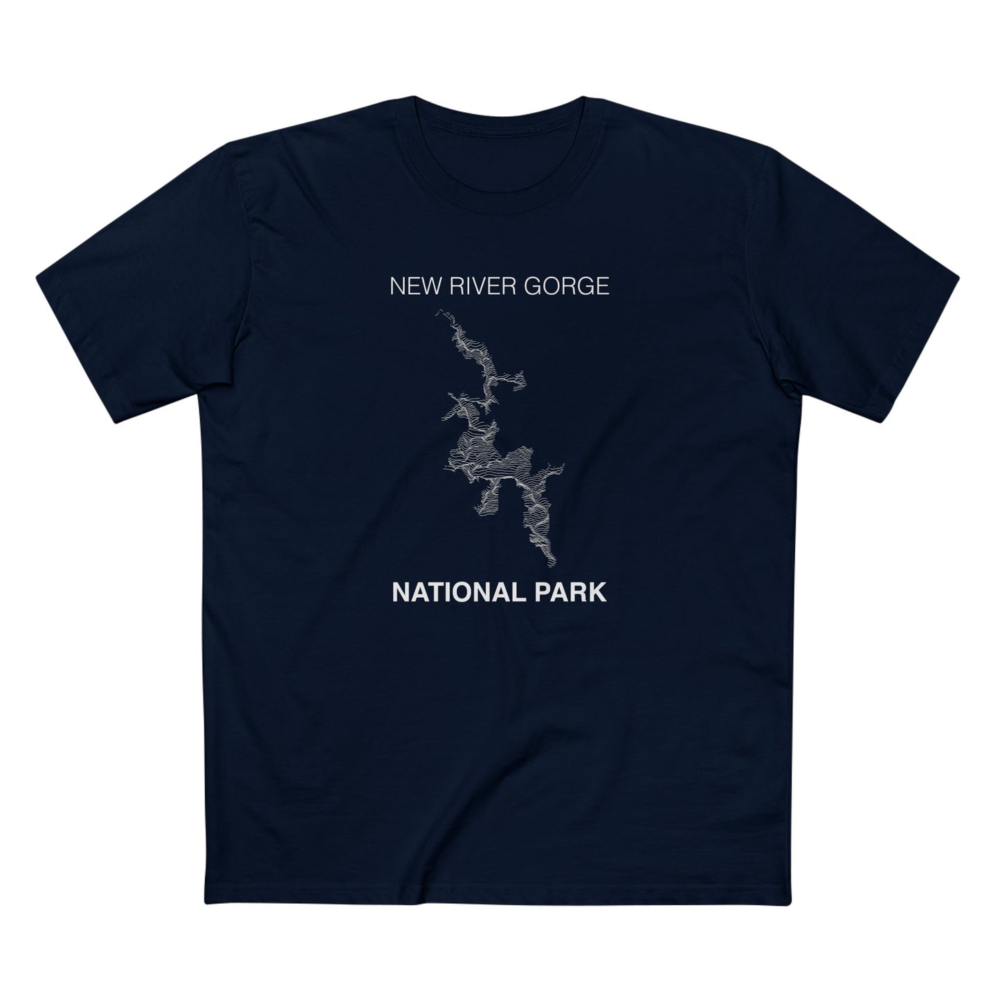 New River Gorge National Park T-Shirt - Topographical Lines in Navy