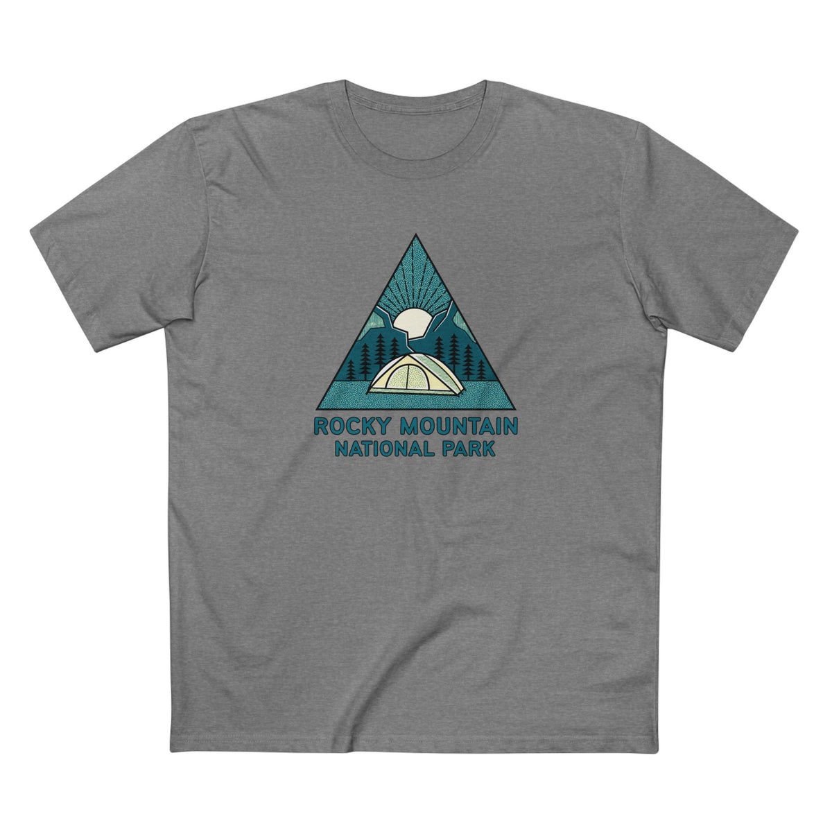 Rocky Mountain National Park T-Shirt Sunrise Triangle Graphic in Athletic Heather