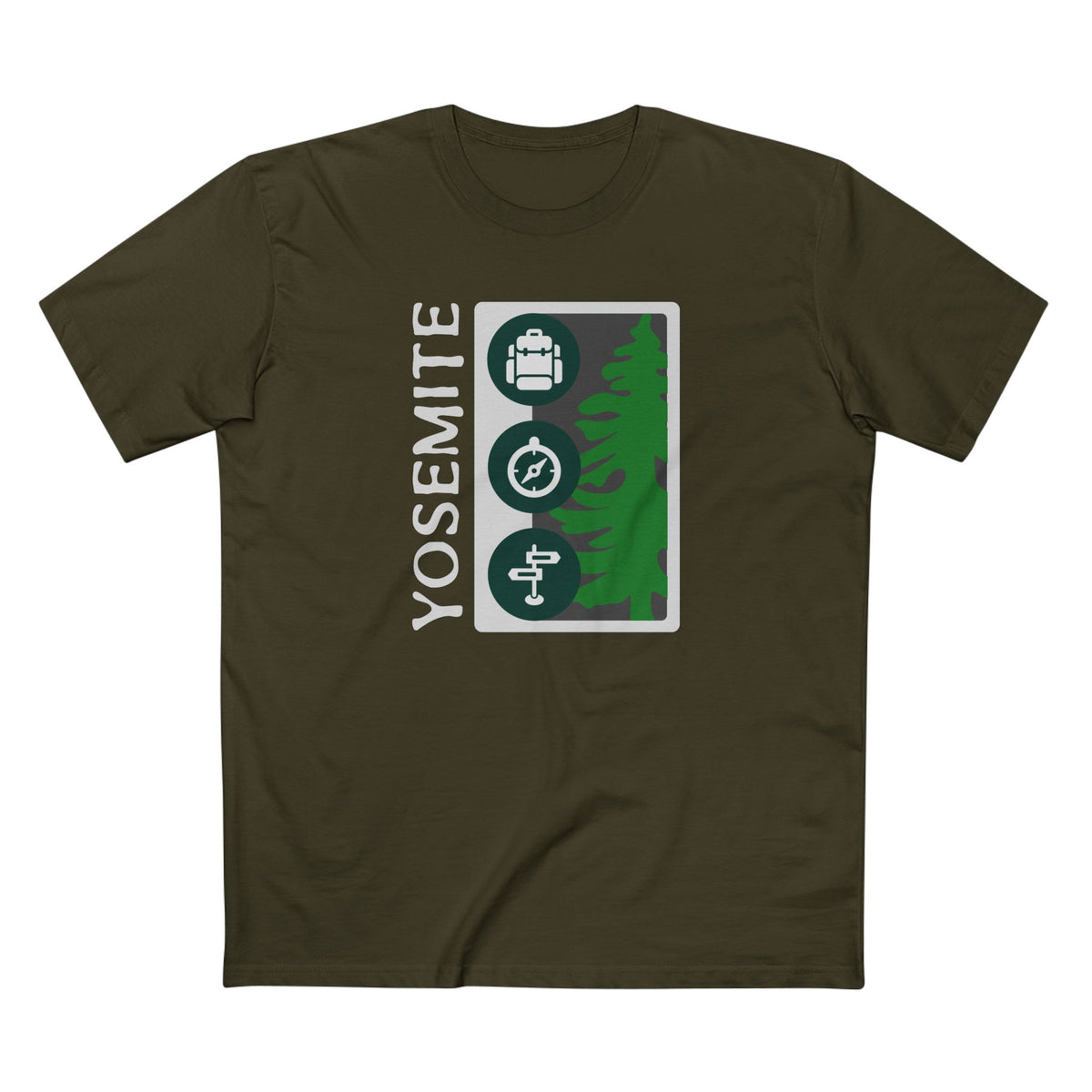 Yosemite National Park T-Shirt Tree Graphic in Army