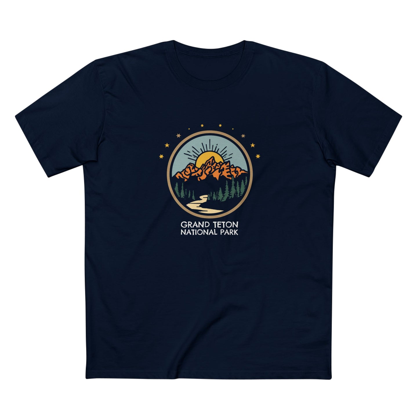 Grand Teton National Park T-Shirt - Cartoon Logo in Navy