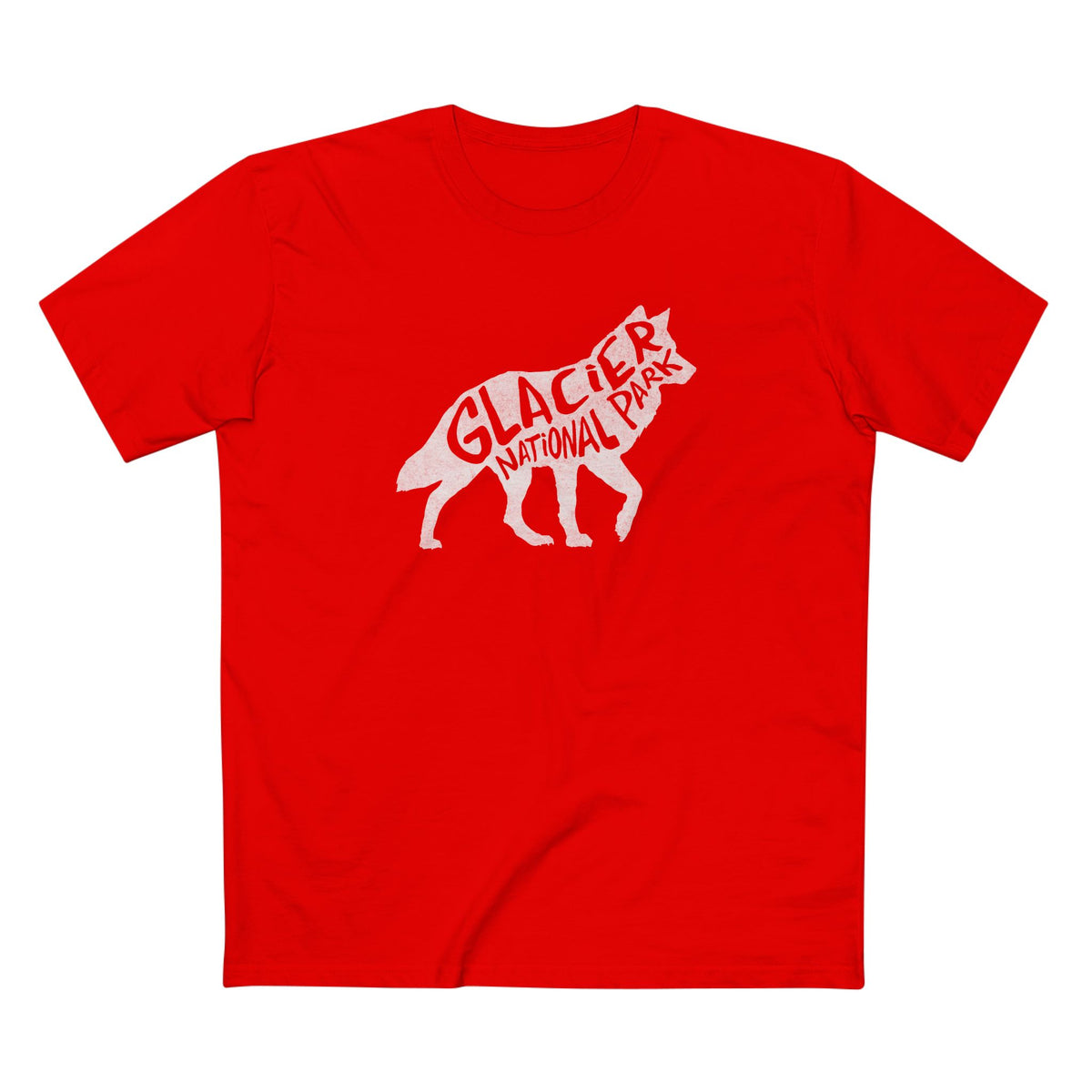 Glacier National Park T-Shirt - Gray Wolf in Red