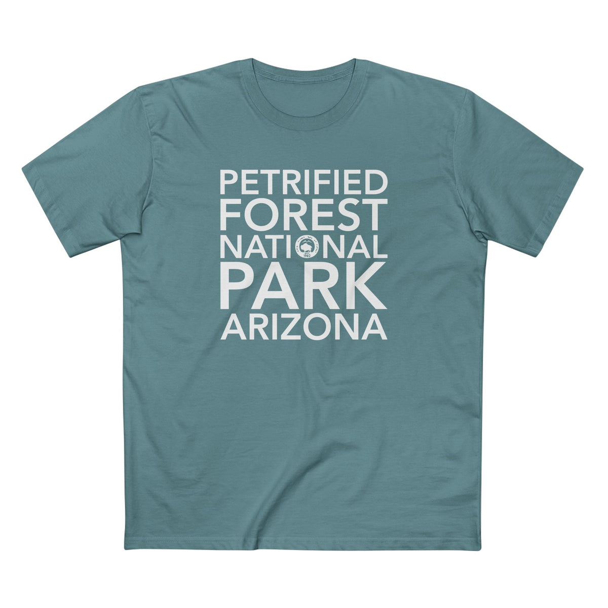 Petrified Forest National Park T-Shirt Block Text in Slate Blue