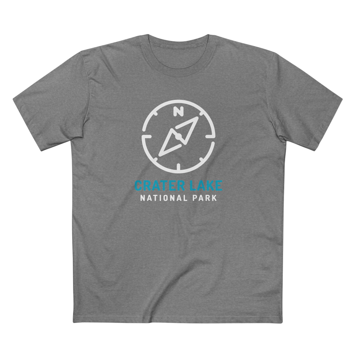 Crater Lake National Park T-Shirt Compass Design in Athletic Heather