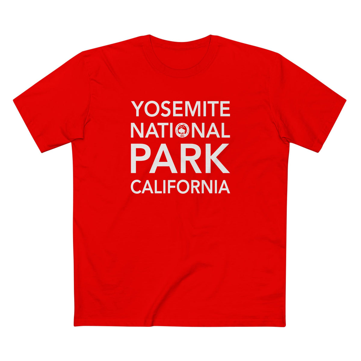 Yosemite National Park T-Shirt Block Text in Red