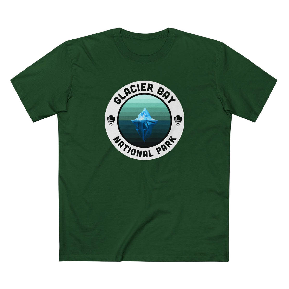 Glacier Bay National Park T-Shirt - Round Badge Design in Forest Green