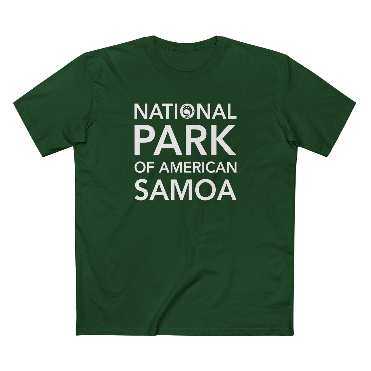 American Samoa National Park T-Shirt Block Text in Forest Green