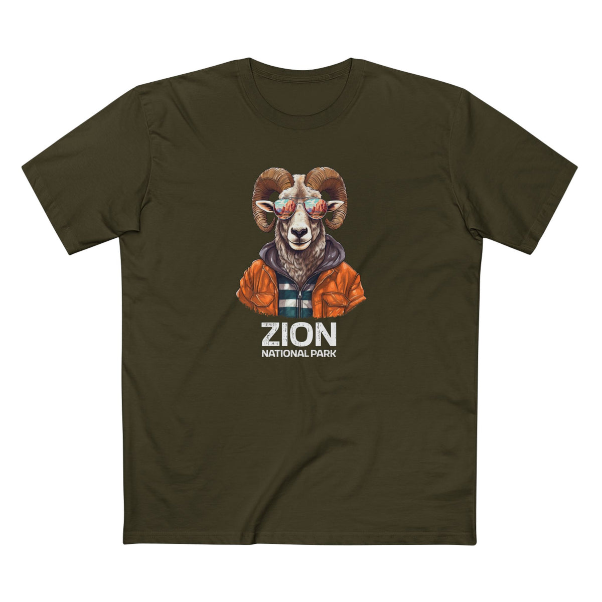 Zion National Park T-Shirt - Bighorn Sheep in Army