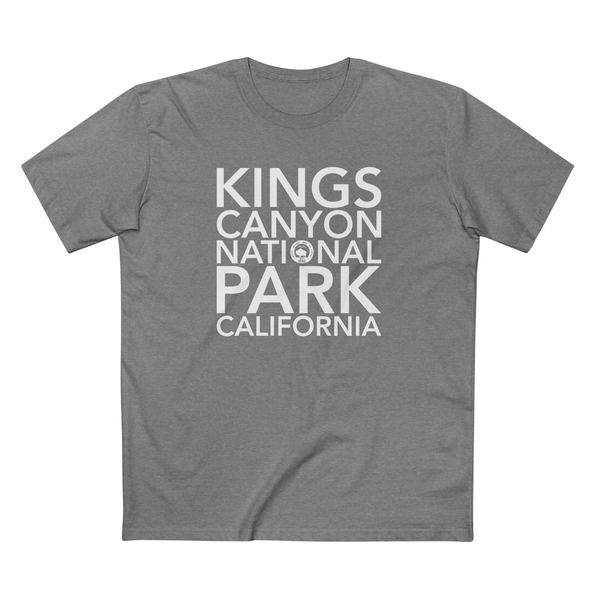Kings Canyon National Park T-Shirt Block Text in Athletic Heather