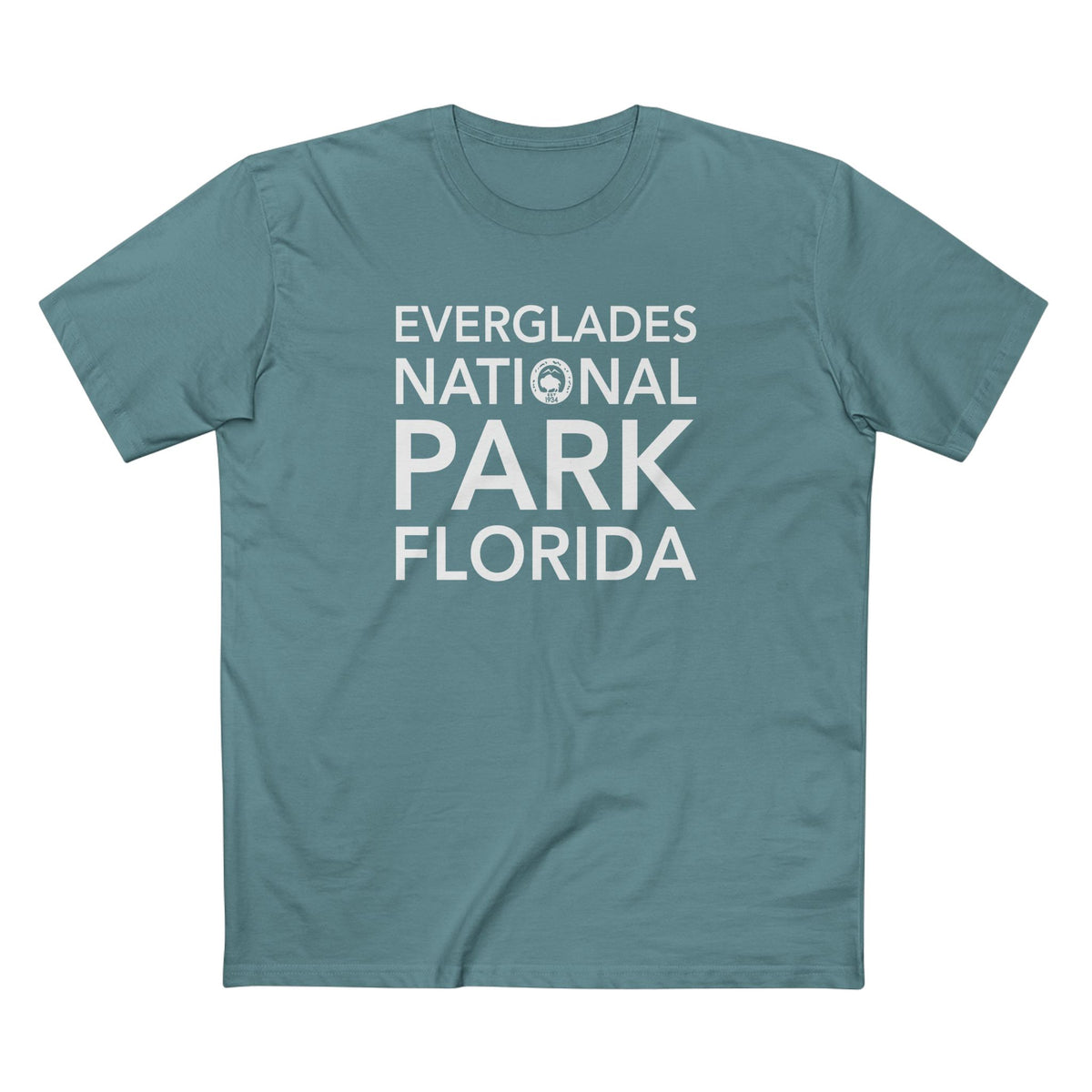 Everglades National Park T-Shirt Block Text in Slate Blue