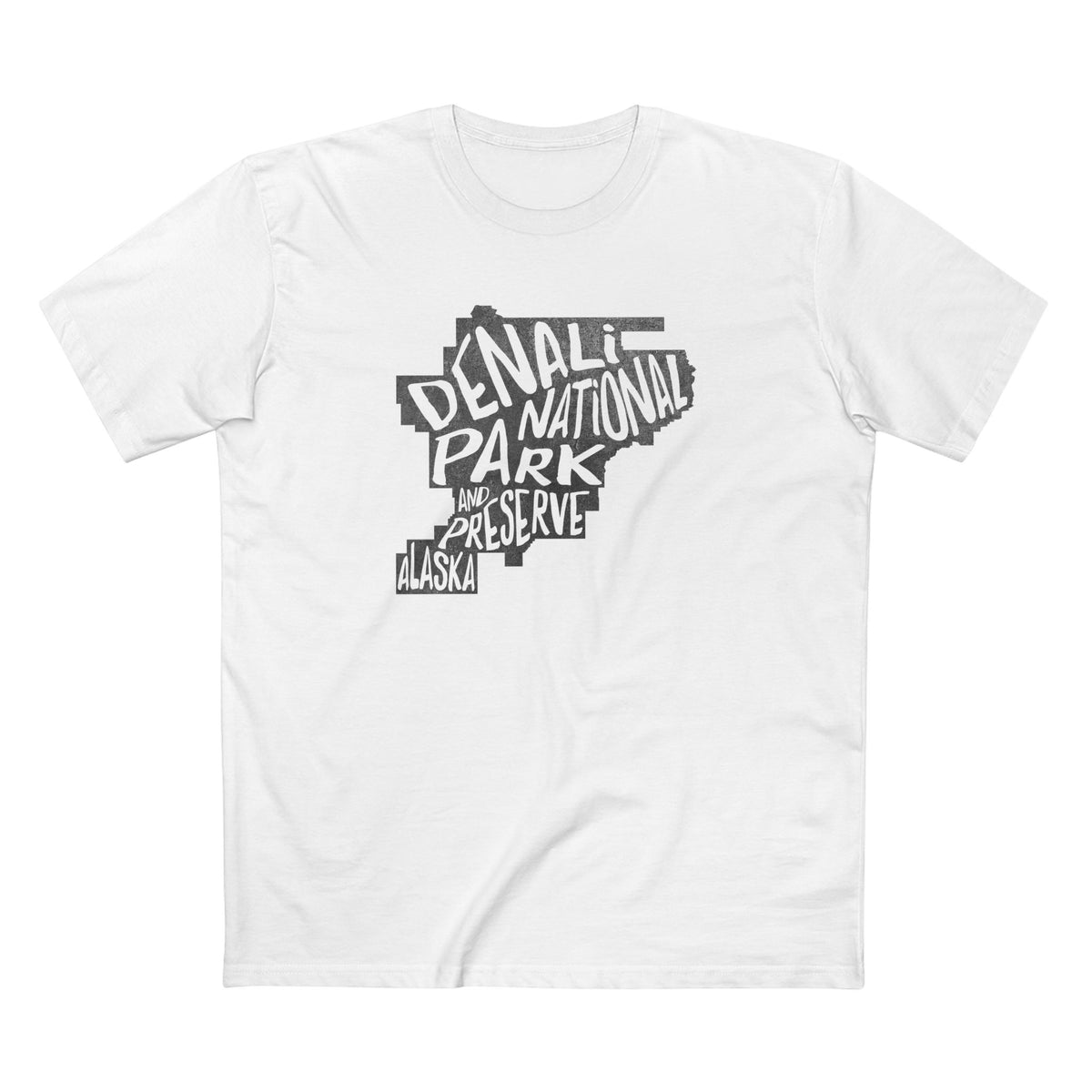Denali National Park T-Shirt - Map in White