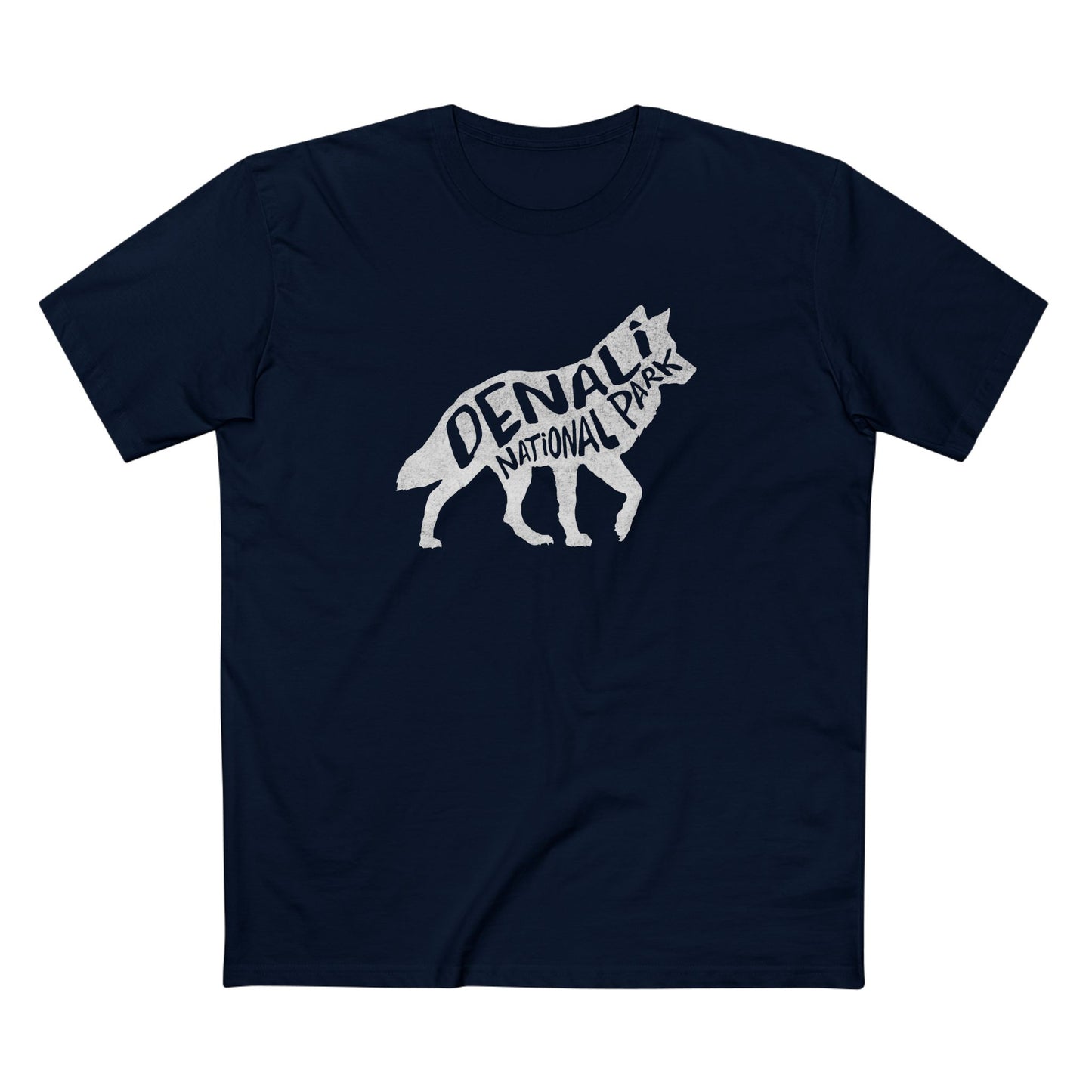 Denali National Park T-Shirt - Gray Wolf in Navy