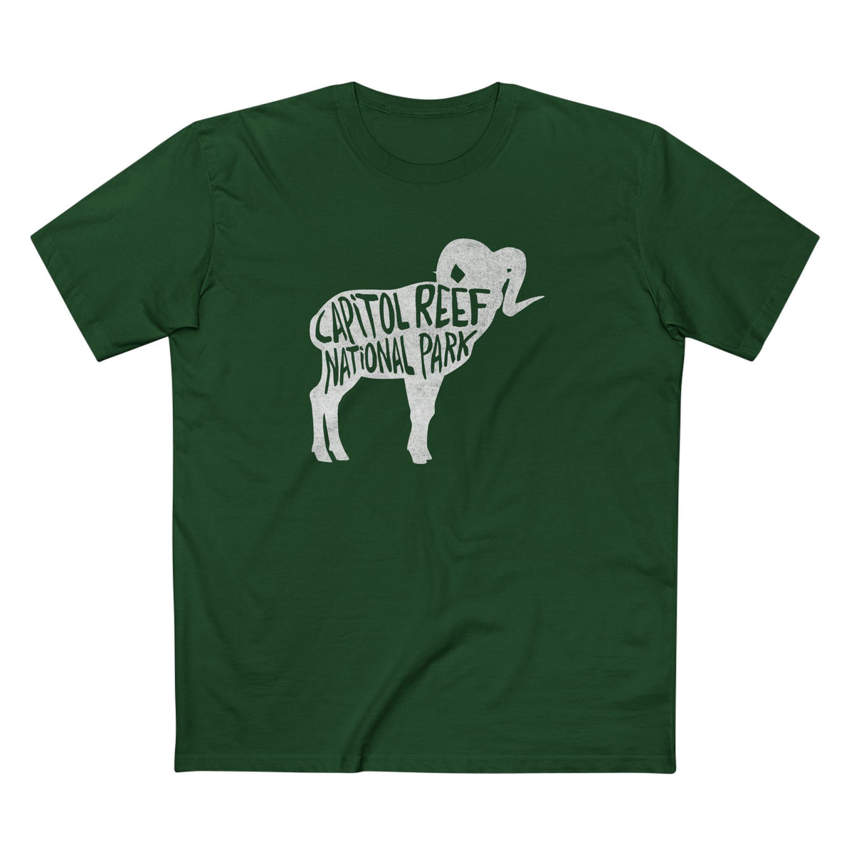 Capitol Reef National Park T-Shirt - Bighorn Sheep in Forest Green