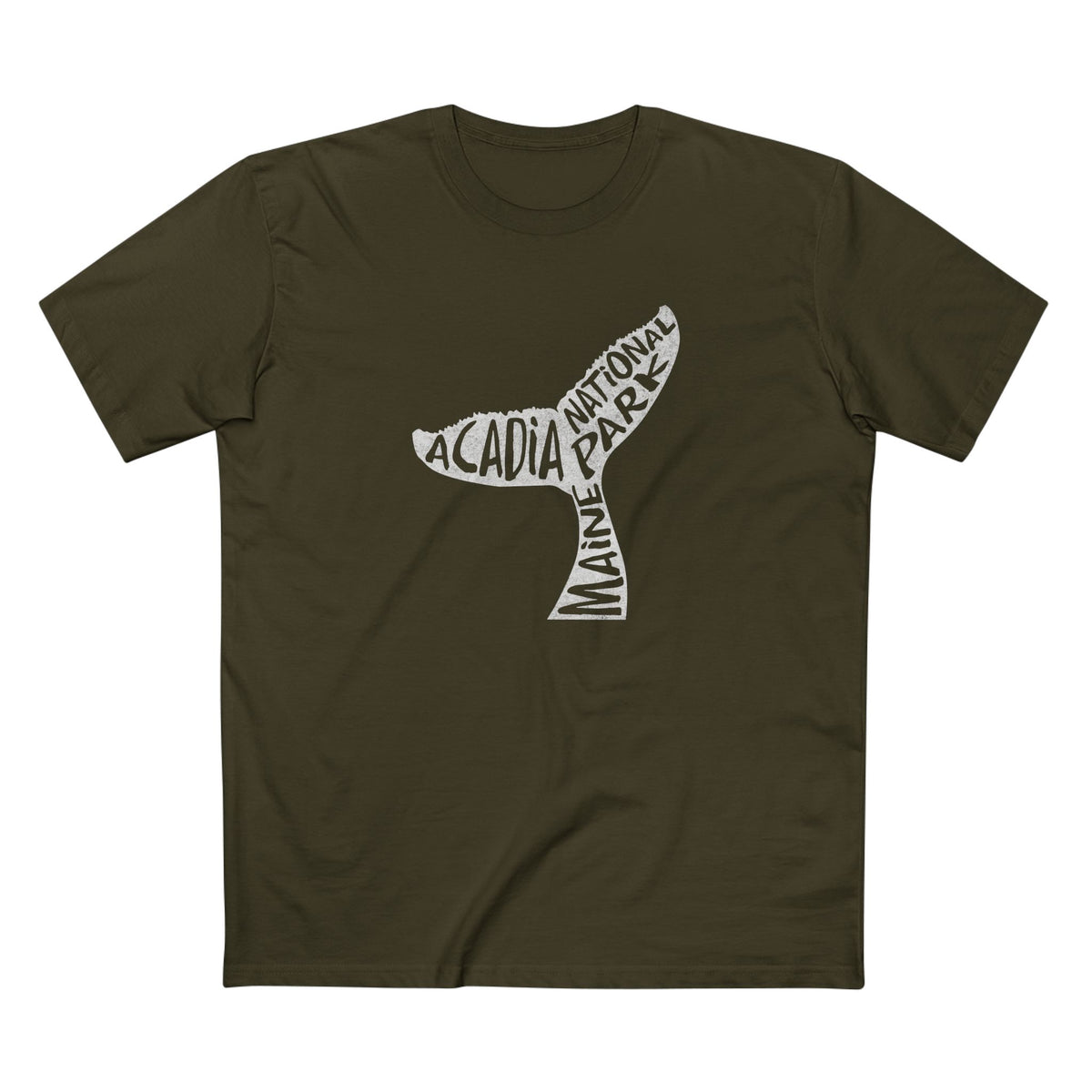 Acadia National Park T-Shirt - Humpback Whale Tail in Army