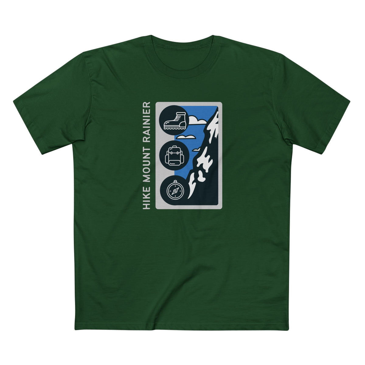 Mount Rainier National Park T-Shirt - Hike Rainier in Forest Green