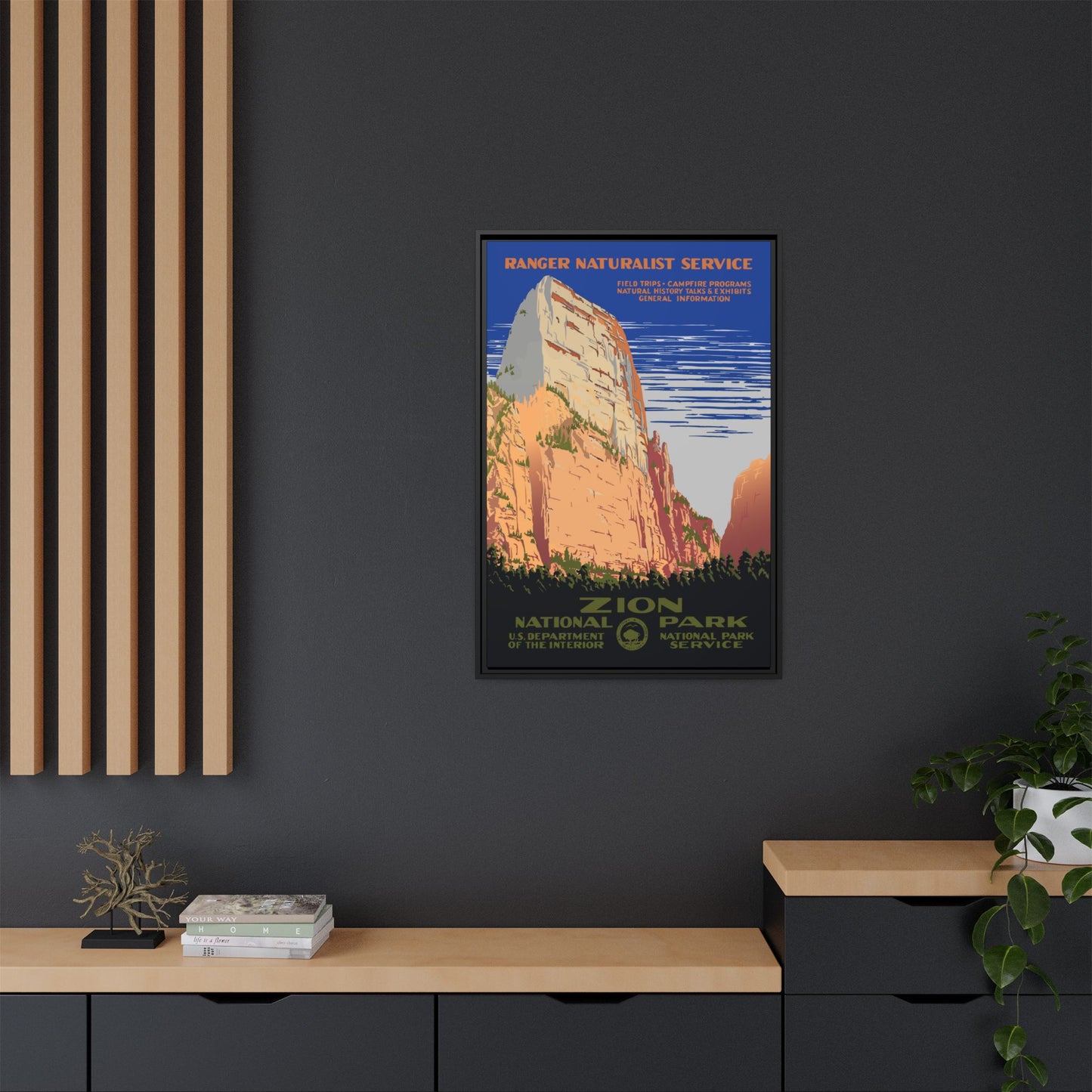 Zion National Park Framed Canvas - WPA Poster