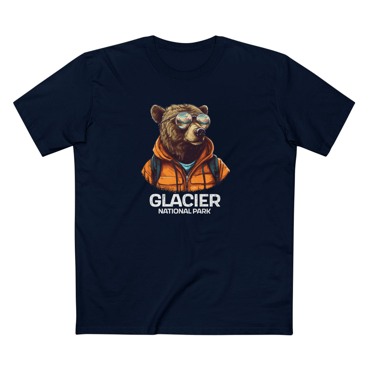 Glacier National Park T-Shirt - Grizzly Bear in Navy