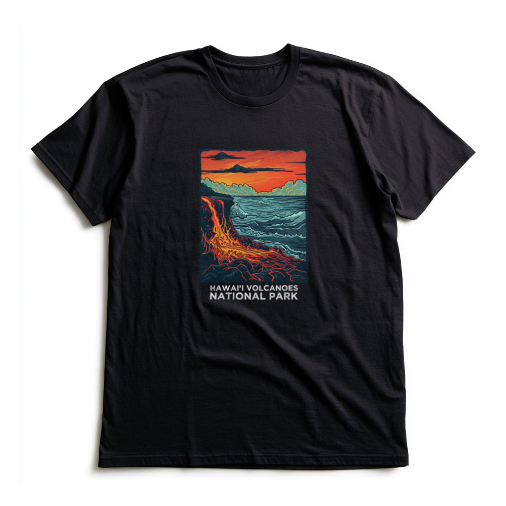 Hawai'i Volcanoes National Park T-Shirt - Sea Lava in Black