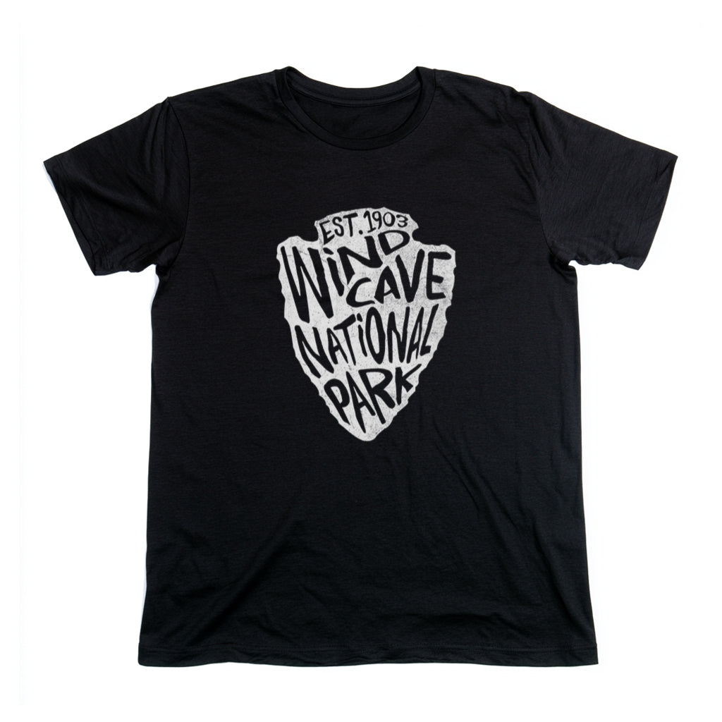 Wind Cave National Park T-Shirt - Arrow Head Design in Black