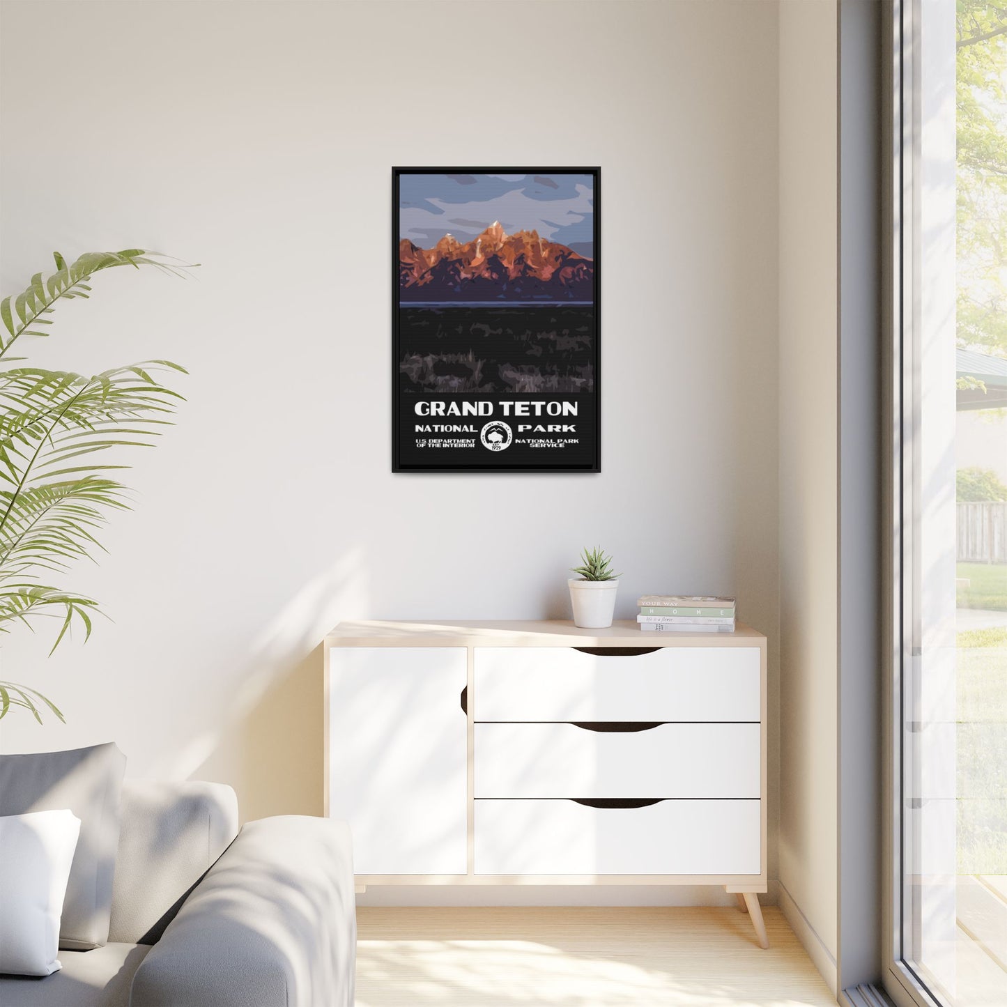 Grand Teton National Park Framed Canvas - WPA Poster