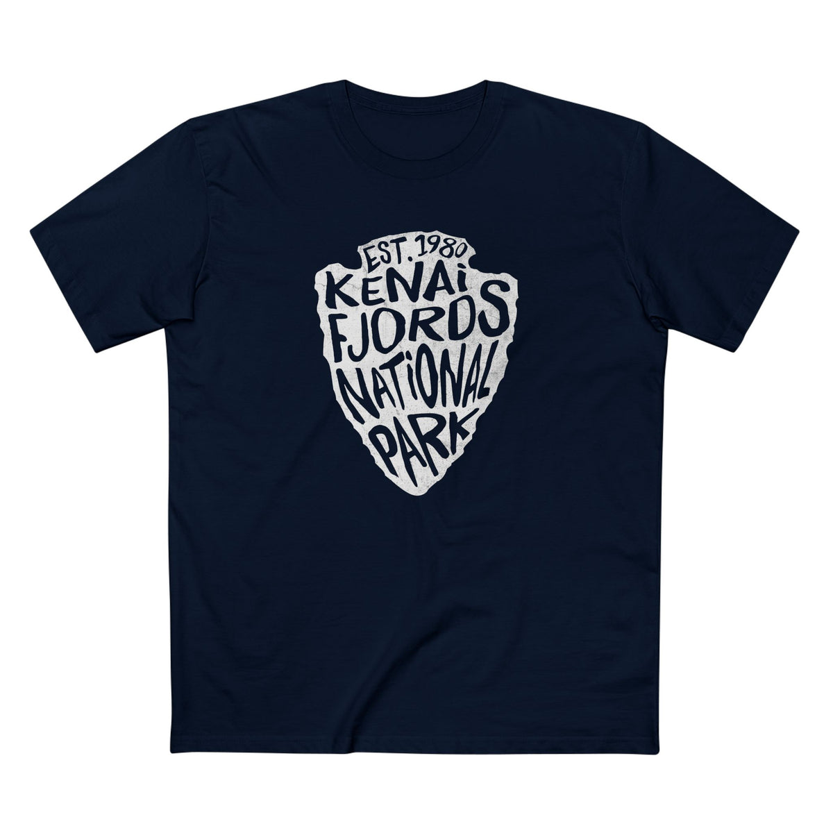Kenai Fjords National Park T-Shirt - Arrowhead Design in Navy
