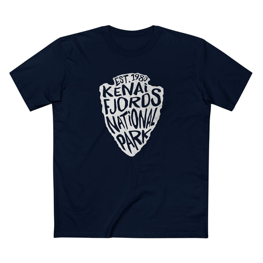 Kenai Fjords National Park T-Shirt - Arrowhead Design in Navy