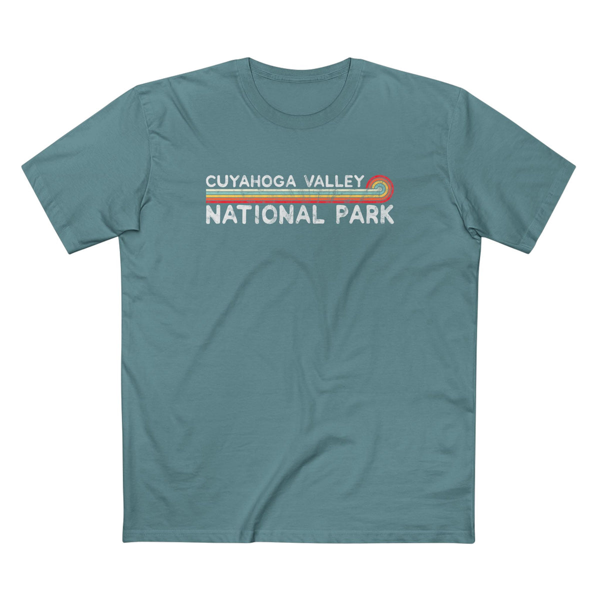 Cuyahoga Valley National Park T-Shirt - Vintage Stretched Sunrise in Slate Blue