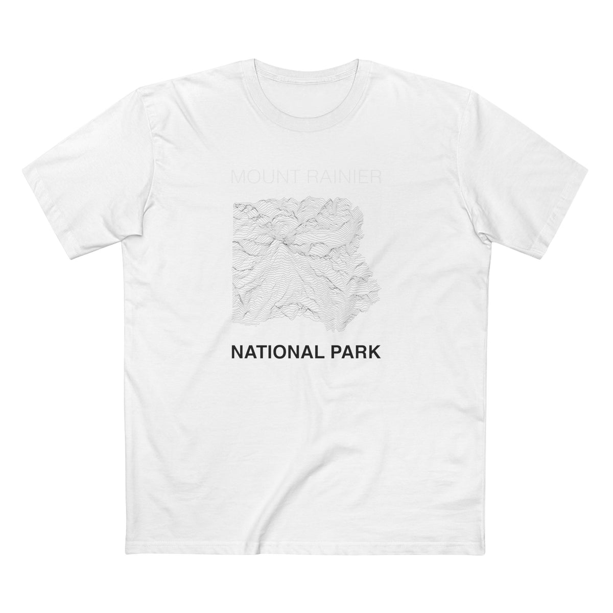 Mount Rainier National Park T-Shirt Lines in White
