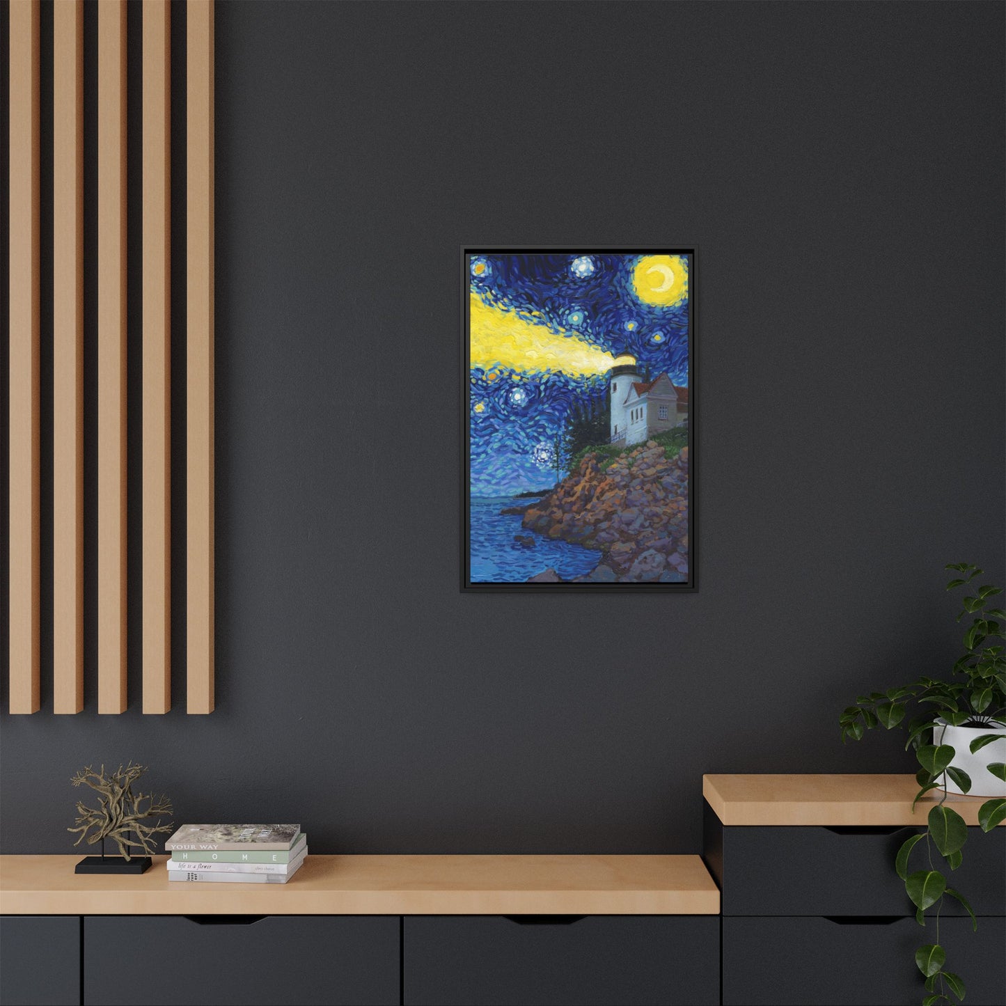 Acadia National Park Framed Canvas - The Starry Night